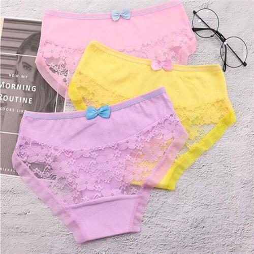 4PCS/Lot Children Cotton Underwear Young Girls Briefs Solid Low Waist Short Briefs Comfortable Ladies Panties TWY-816X-4p