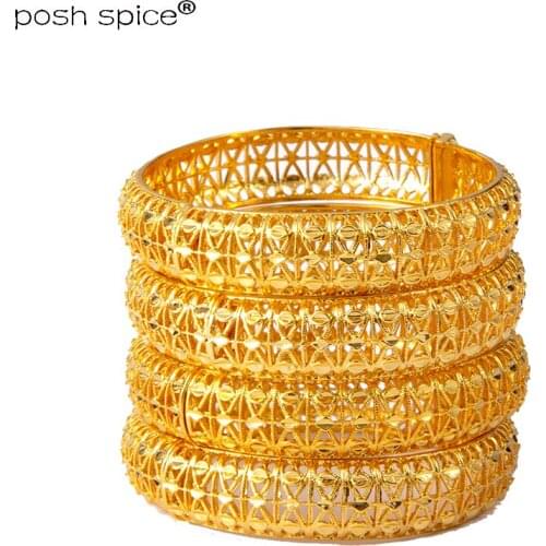 4pcs / lot Gold Color Dubai Bangles for women Ethiopian bangles&bracelets Middle East wedding jewelry African gifts
