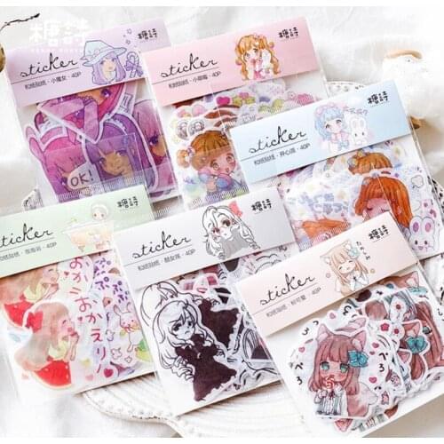 40 Pcs/Pack Kawaii Japanese DIY Diary Decoracion Journal Stickers Cute Girls Stationery Sticker Scrapbooking Flakes