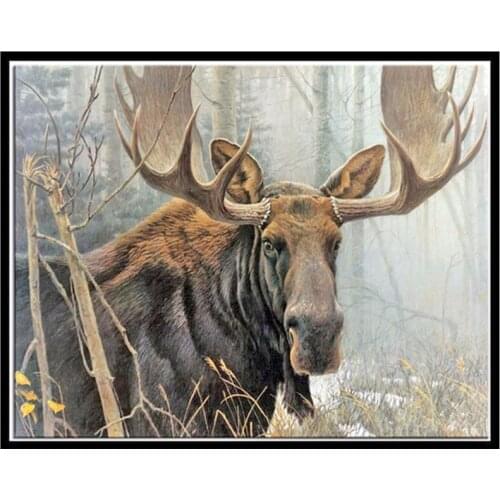 Mosaic diamond painting full square round display 5d Diamond embroidery sale animal Bull Moose for Dining Room decorationZP-3746