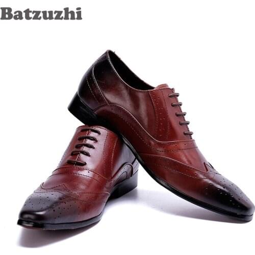 Batzuzhi Men Dress Shoes Formal Men Shoes Lace-up Pointed Toe Gneuine Leather Men Shoes Zapatos Hombre, Big Sizes US6-12