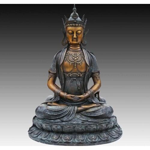 Buddha Bronze Statue Manna King Buddha Tathagata Sculpture Figurine Buddhist Religious Temple Decor Collection