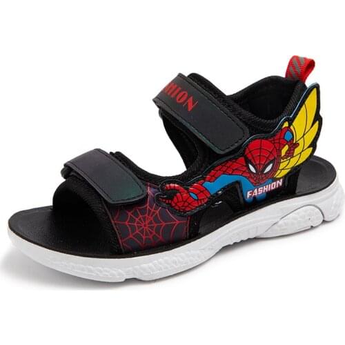 Disney childrens sandals cartoon spiderman boys and girls baby non-slip soft bottom sandals beach shoes