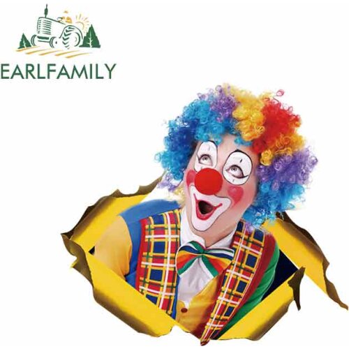 EARLFAMILY 13cm x 12.3cm for Clown Image April Fools Day Elements Car Stickers Vinyl JDM Bumper Trunk Truck Graphics Fine Decal