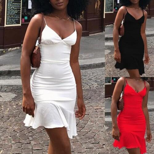 Elegant Bodycon Party Dresses 2021 Sling Dress V Neck Slim Sexy Summer Sexy Backless Dress for Club Sexy Party Dress Robe