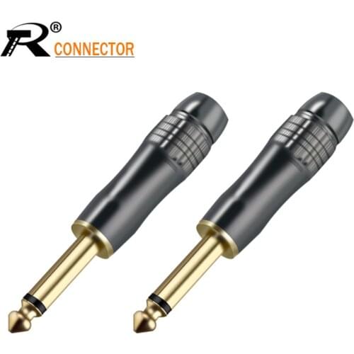 Jack 6.3mm Smoothly Gunmetal plating Mono Plug Assembly Wire Connector Luxury Audio Plug