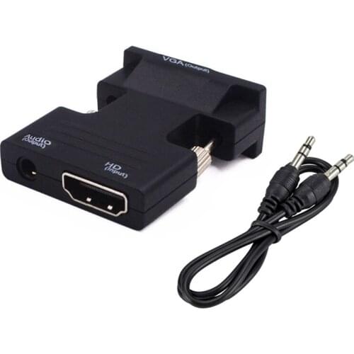 HDMI-compatible Female to VGA Male Converter 3.5mm Audio Cable Adapter 1080P FHD Video Output for PC Laptop TV Monitor Projector