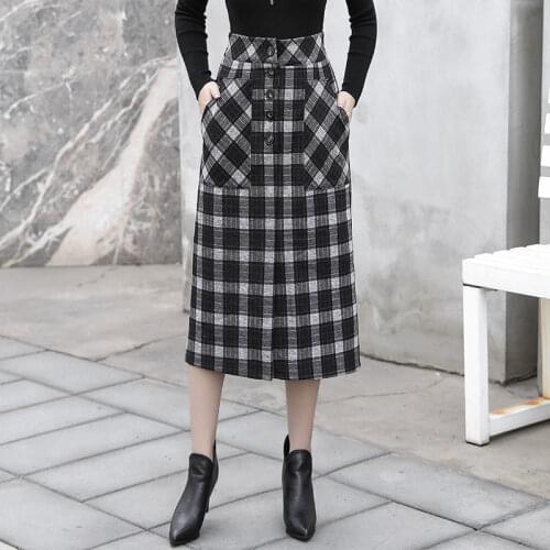 Jazinply Plaid Pencil Skirts