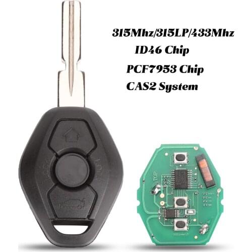 Jingyuqin 3 Buttons CAS2 System Remote Smart Car Key Fob For BMW 3 5 7 Series 315/315LP/433Mhz With ID46-7953 Chip HU58 Blade