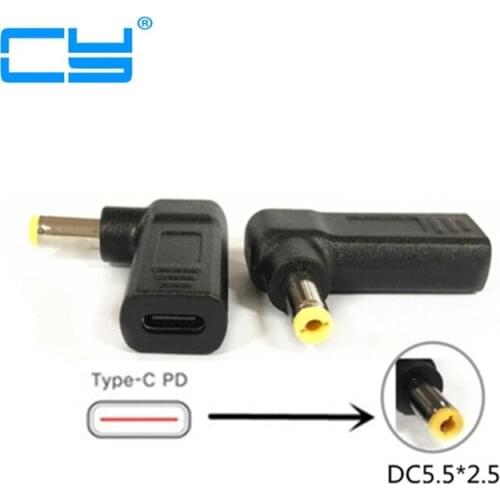 USB 3.1 Type C USB-C to DC 20V 5.5 2.5mm & 2.1mm 90 Degree Angled Power Plug PD Emulator Trigger Charge Cable for Lenovo Laptop