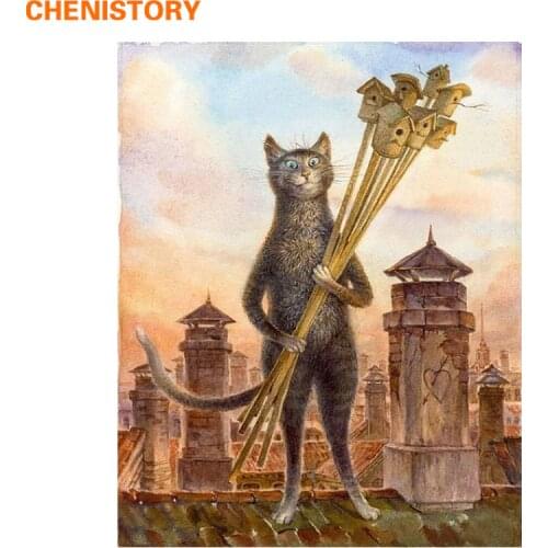 CHENISTORY Picture DIY Painting By Numbers Animal Cat Modern handpainted Wall Art Picture Canvas Painting For Home Decor 40x50cm
