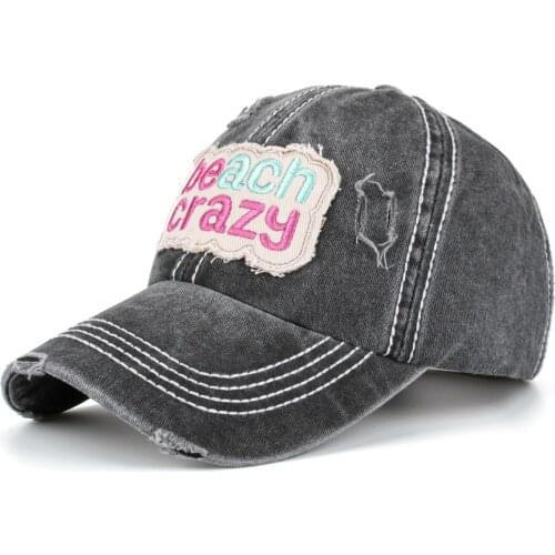 Mens Baseball Cap Snapback Letter Embroidery Cotton Retro Washed Denim Cap Summer Beach Sun Hats Fashion Hip Hop Hats