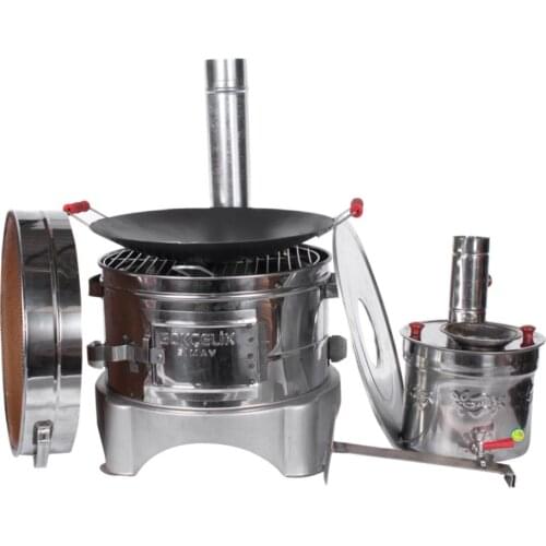 Kitchen Kebab Machine 16 Pieces Samovar Casserole Brazier Wire Grill Roasting Plate Cooking Apparatus Skewer Long Coal Barbecue