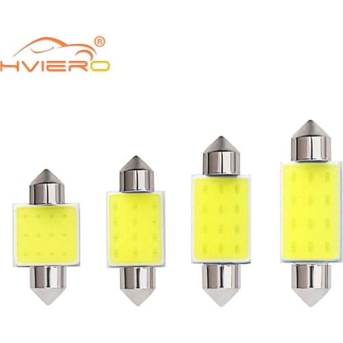 2X White 12 Led Dome Festoon Light Cob C5W C10W Lamp 31mm 36mm 39mm 42mm Car Bulbs Reading Light License Plate Door Backup Lamp