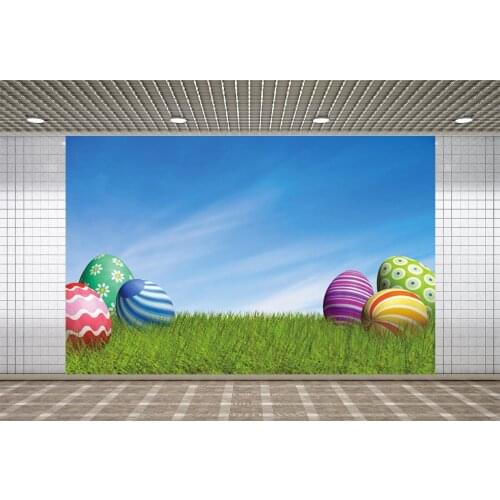 Lyavshi Baby Cartoon Easter Eggs Spring Green Grass Blue Sky Baby Scenic Photo Background Photographic Backdrop Photo Studio