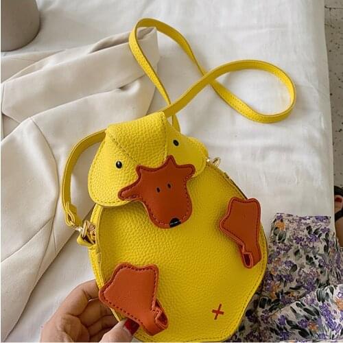 Cute Cartoon Duck Ladies Shoulder Bag Small Crossbody Bag for Women Messenger Bag Girls Purses and Handbags Pu Leather Pouch