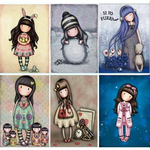 Cartoon 5D DIY Diamond Painting Kits Little Girl Doll Full Round With AB Drill Embroidery Mosaic Home Decor Kids Gift Art