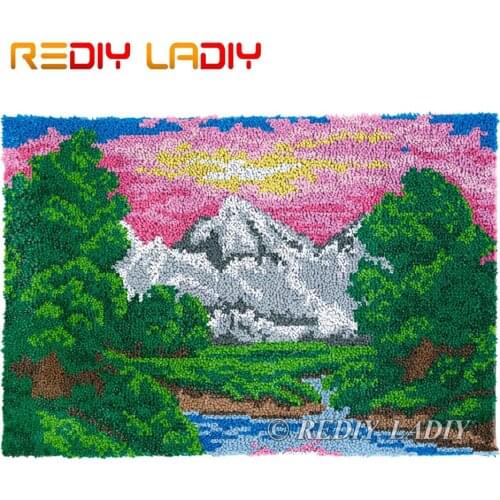 Latch Hook Kits Great Mountain DIY Carpet Rug Lush Tapestry Kits Chunky Yarn Knitted Floor Mat Crochet Cushion Crafts 85*58cm