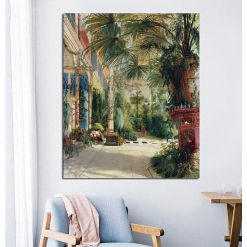 German Carl Blechen Palm House 1834 Classic Famous Painting Poster Prints on Canvas Wall Art Decorative Picture for Living Room