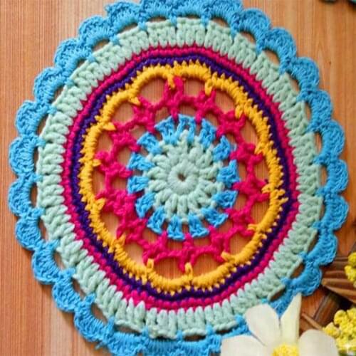 18CM New Crochet lace cotton table place mat pad cloth placemat mug cup Christmas dish coaster handmade dining tea doily kitchen