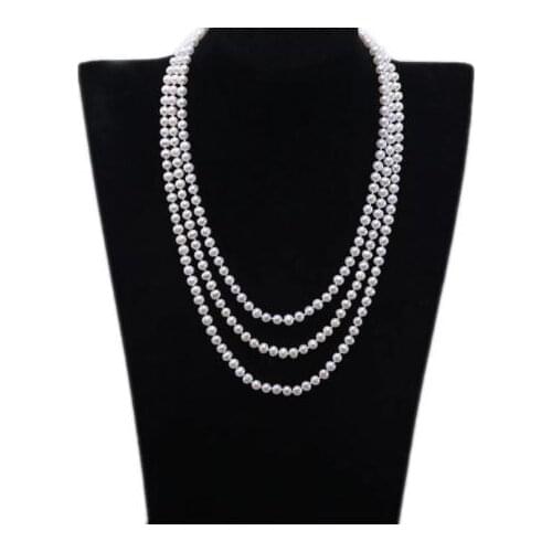 New Arrival Favorite Pearl Long Necklace Women Classical 6-7mm Natural Round Freshwater Pearl Necklace Handmade Fine Jewelry