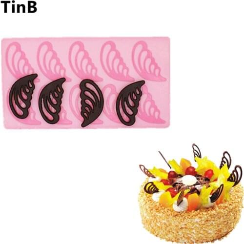 New DIY Cake Decorating Tools Hollow Angel Wings Shape Silicone Chocolate Mold Cake Molds Kitchen Bakeware Chocolate Tools
