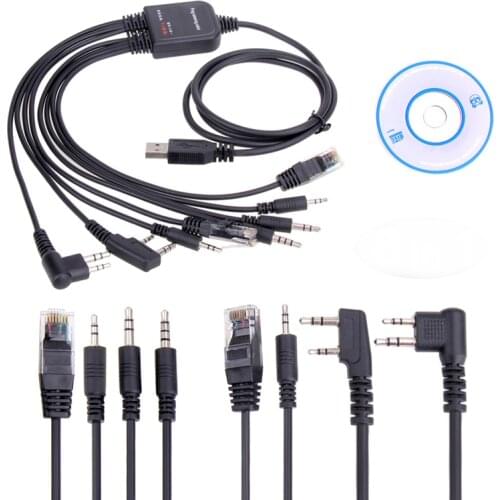 New 8 in 1 USB Programming Cable 8IN1 Frequency Cable with CD for Baofeng UV-5R Motorola AXU4100 PRO3150 Kenwood TYT QYT Radio