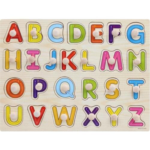 Baby Kids Childrens Education Wooden Puzzle Toys Wooden Learning ABC Alphabet Letter Cards Cognitive Toys Gift