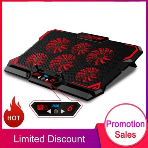 17inch Gaming Laptop Cooler Six Fan Led Screen Two USB Port 2600RPM Laptop Cooling Pad Notebook Stand for Laptop