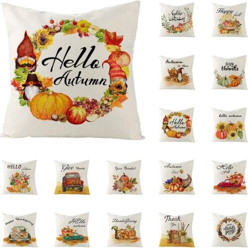 Autumn Farm Pumpkin Cushion Cover Office Living Room Sofa Pillow Case Thanks Giving Day Home Decor Throw Pillows Cover 45x45cm