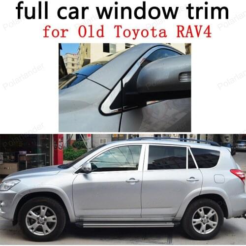 Full Window Trim Decoration Strips Car Exterior Accessories for Toyota RAV4 09-13 Stainless Steel with center pillar