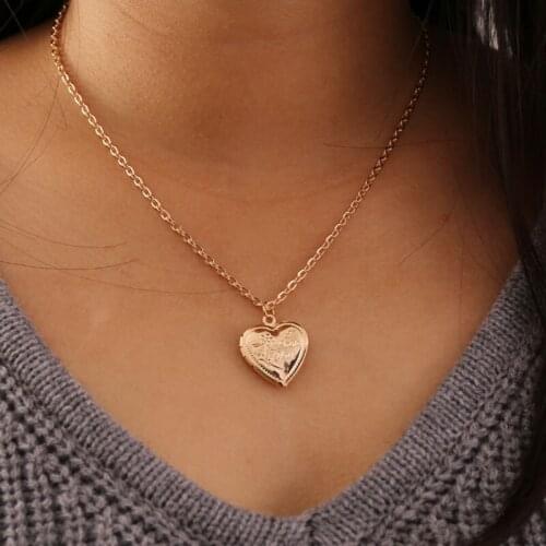 Simple Elegant Open Love Heart Pendant Necklace for Women Vintage Temperament Geometric Clavicle Necklace Jewelry Kolye YN1649