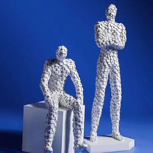 Simple creative mosaic character art ornaments modern home living room cabinet desktop decoration resin charms home decoration