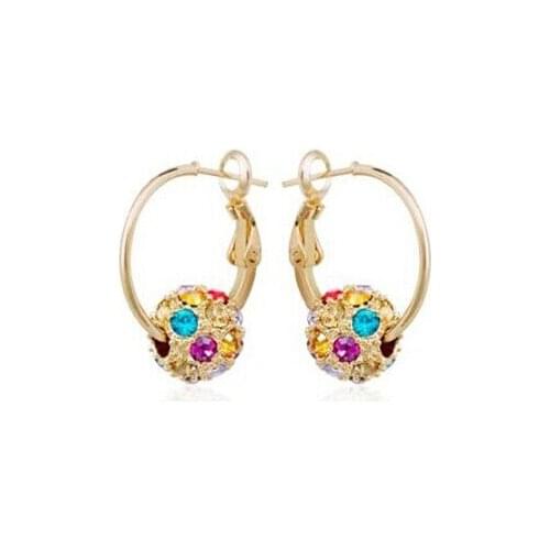 JS E083 Multicolor Crystal Earrings Gold And Silver Color Earrings 2014 Nickel Free Earrings Gold