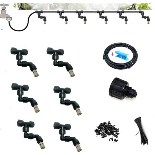 DIY 10M Adjustable Misting Cooling System 6Nozzles Water Tap Pressure Sprinkler Kits for Outdoor Plant Watering Reptiles Moist