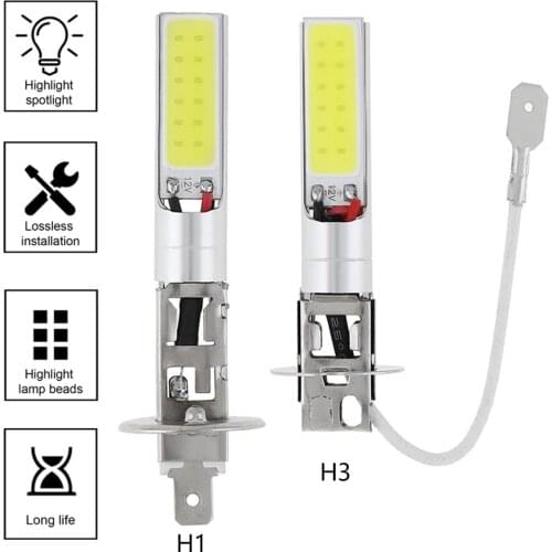 2PCS H1/H3 led headlight bulb for Car Driving Bulb Super Bright White COB LED Car Headlamp 20W 12VDC White Auto led headlight