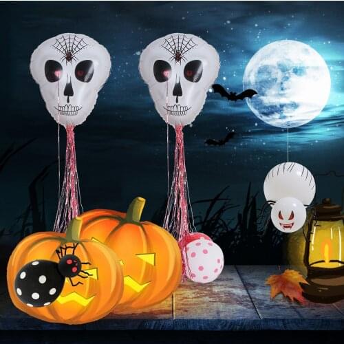 Halloween Balloon 16Inch Party Decorations Set Black Red Letter Aluminum Balloon Skull Spider Column Foil Balloons Set Wholesale