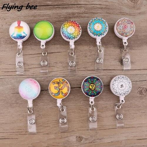 X2088 1pcs New Yoga Mandala Flower Badge Reel Clip For Friends Students Exquisite IC Card Badge Holder Fashion Gifts Accessories