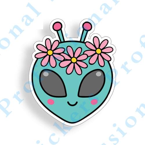 Funny stickers Alien Flower Sticker Cute Girl Cup Laptop Helmet Car Vehicle Window Bumper Decal Motorcycle Vinyl Decals