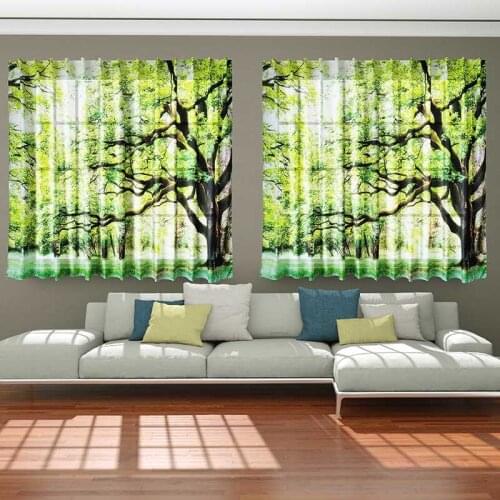 3D Velcro Curtains For The Room Living Room Hall Bedroom Decoration Forest Window Curtain Interior For Home Kitchen Shower Set