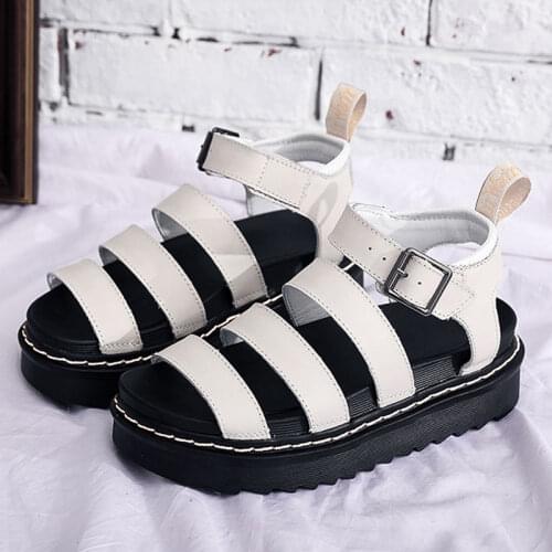 Genuine Leather Cowhide Women Beach Shoes Woman Summer Outdoor Sandals Sport Shoes Sneakers Sandalias chunky heels flat sandals