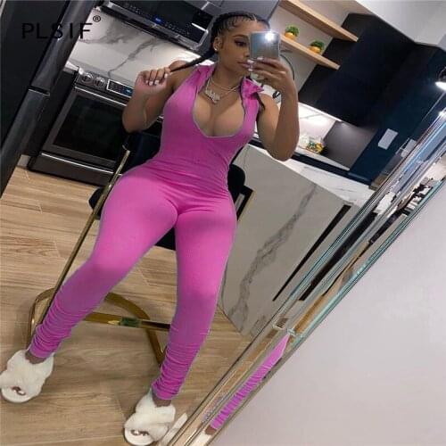 Women sleeveless jumpsuit summer solid skinny rompers women jumpsuit female sexy one piece overalls body femme