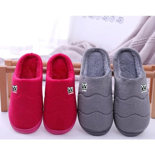 Couples Winter Home Slippers Females Household Casual Slides Mens Fashion Warm Suede Plush Shoes EVA Waterproof Slippers 2021