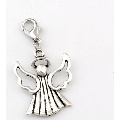 20pcs Angel Floating Lobster Clasps Religion Charm Beads Fit Charm Bracelet DIY Jewelry 21.2x40mm A-497b
