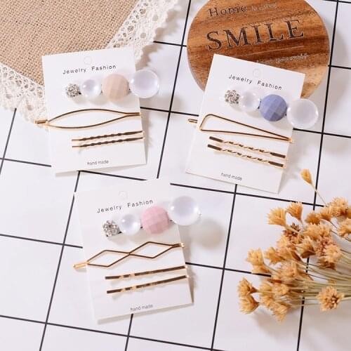 4pcs/set Pearl Beads Metal Fashion Woman Girl Hair Clips Hairband Bobby Pins Barrette Hairpin Headdress Accessory Beauty Styling