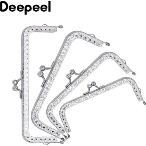 5pcs Deepeel 8.5cm-15cm Square Embossed Kiss Clasp Handbag Purse Frame Handle Clutch Coin Lock Metal Accessory BS153