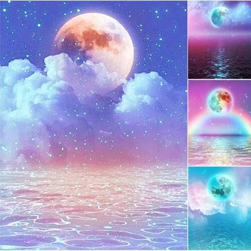 5D Diamond Painting Full Round Square Drill Embroidery Art Senic Moon Mosaic Paiting Picture Cross Stitch Kit Home GiftXN461