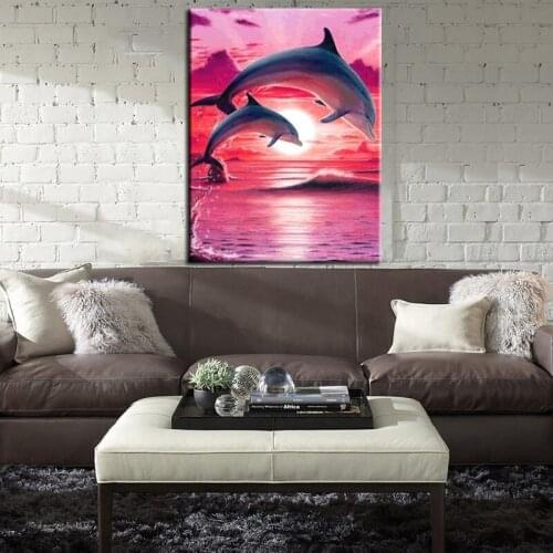 Full Square/Round Drill 5D DIY Diamond Painting "Dolphin Couple" 3D Diamond Painting Diamond Embroidery Cross Stitch Y3639