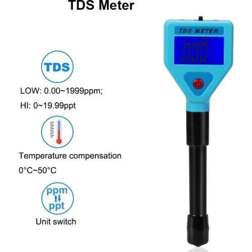 TDS-98306 Portable TDS Meter Pen Type Digital Water Tester Filter Measuring Water Quality Purity Analyzer LCD Backlight Display