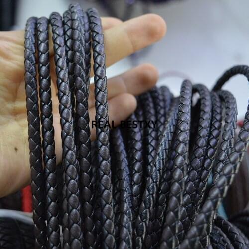 D024 5m/lot approx 5mm black brown Braided Leather Bracelet FindingsRound Leather Cord String Rope DIY Necklace Bracelet Making